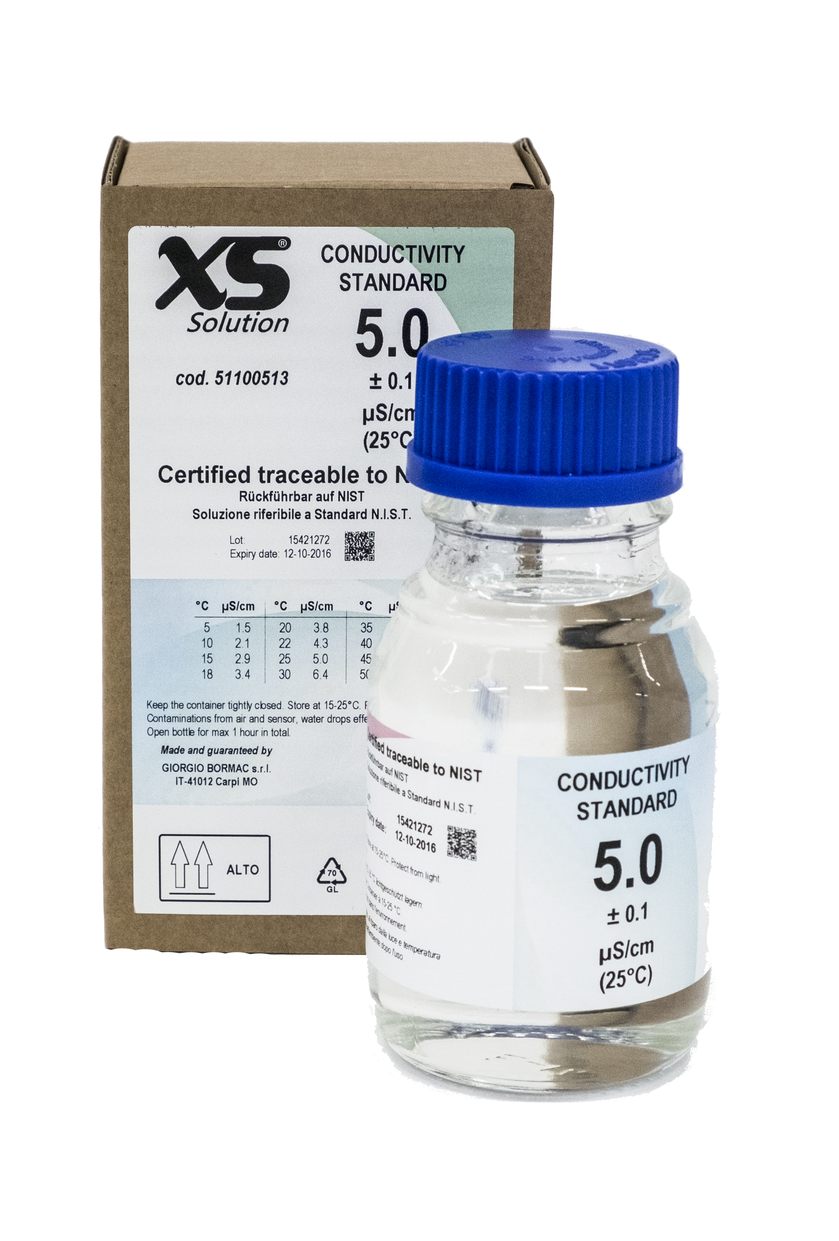 Disolución patrón de conductividad XS 5 µS/cm (NIST)