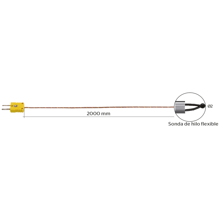 Sonda de temperatura termopar K, hilo FLEXIBLE
